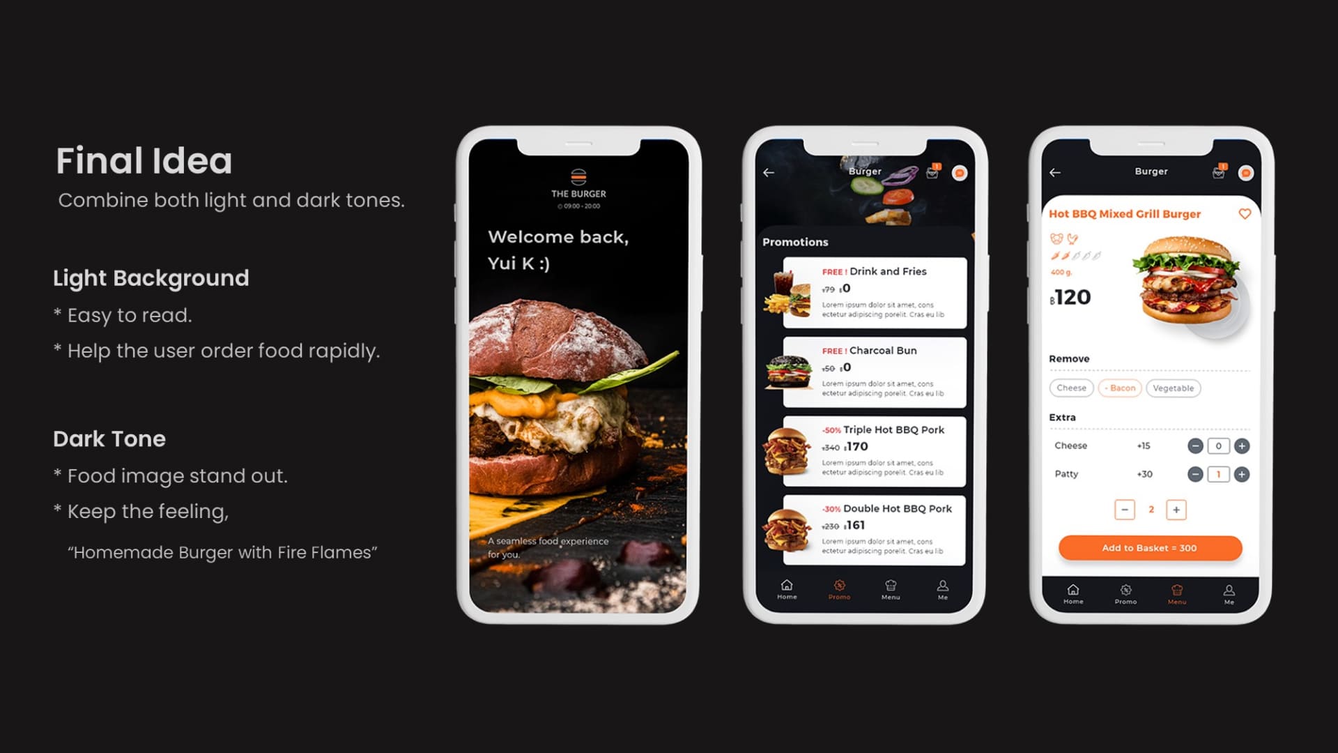 The Burger - Food App UI Concept Design by Kanchita Varitthinanon