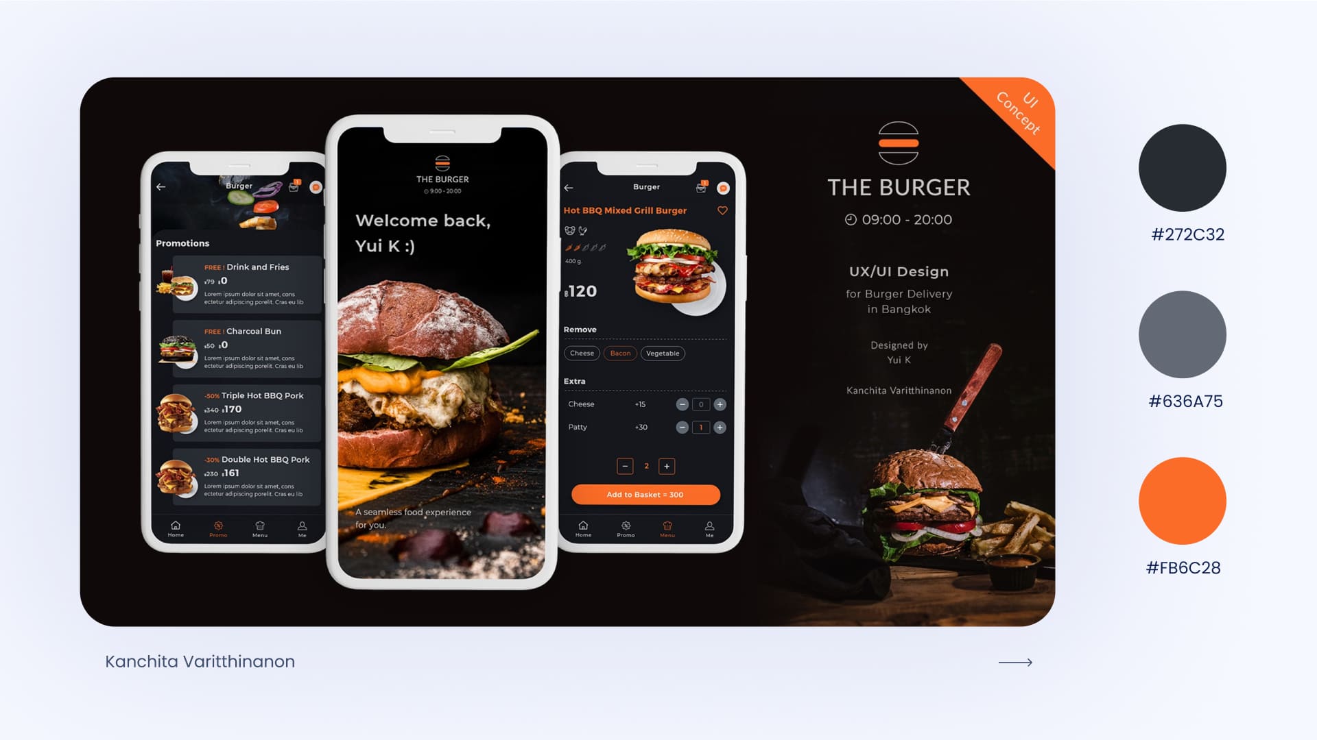 Portfolio App UI The Burger – Food App UI Concept Design by Kanchita Varitthinanon 01 featured image