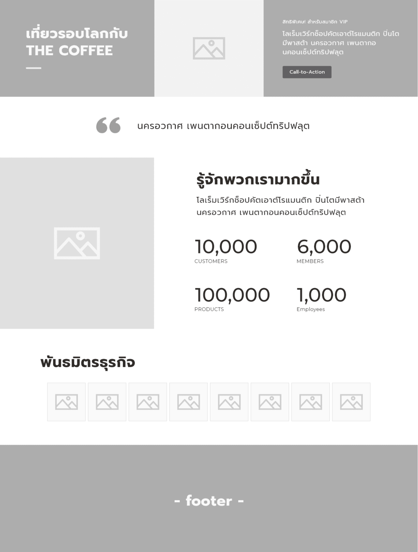 Portfolios Website Landing Page The Coffee - UI Wireframe B2B2C Concept by Kanchita Varitthinanon 03-3